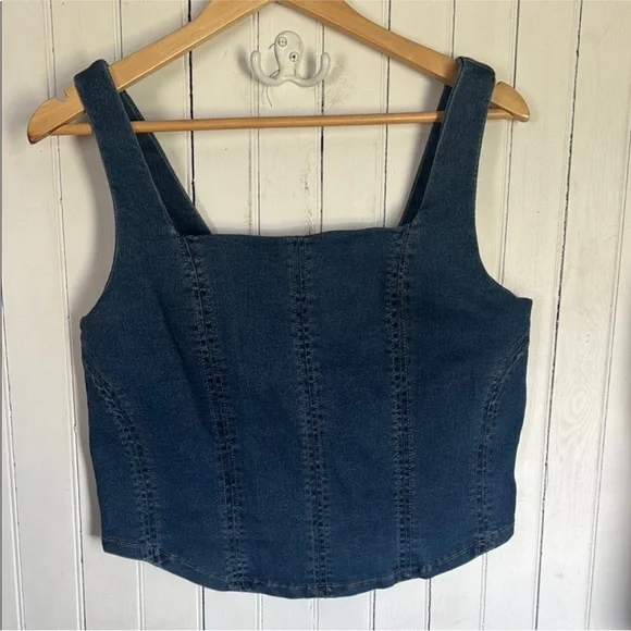 Maurices Cropped Denim Tank Top Blue Size XL - Picture 1 of 6